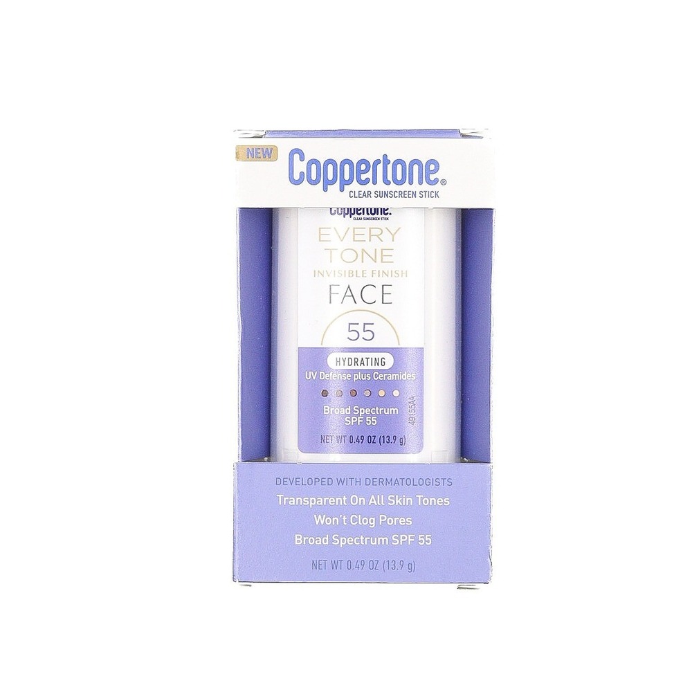 Coppertone - Every Tone Face Clear Sunscreen Stick SPF 55 - 0.49 oz - EXP 03/27